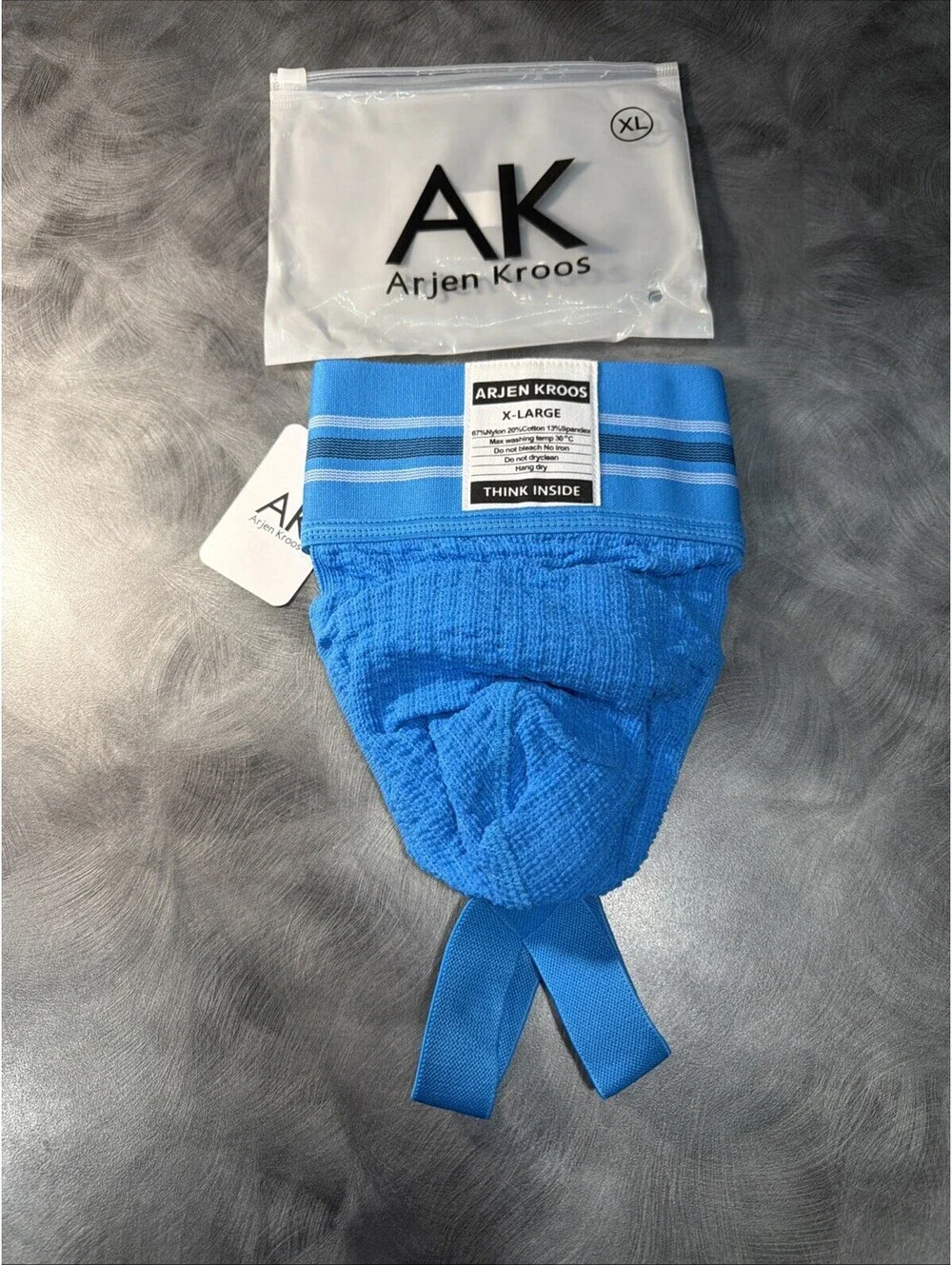 Arjen Kroos Men Gym Underwear Jockstrap Ribbed Pouch Striped Elastic Band XL